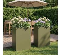 vidaXL Jardinières pour plantes, lot de 2, vert olive, 40 x 30 x 75 cm
