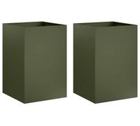 vidaXL Jardinières pour plantes, lot de 2, vert olive, 40 x 40 x 75 cm