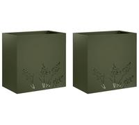 vidaXL Jardinières pour plantes, lot de 2, vert olive, 50 x 30 x 49 cm