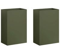 vidaXL Jardinières pour plantes, lot de 2, vert olive, 50 x 30 x 75 cm