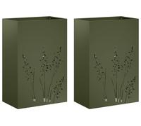 vidaXL Jardinières pour plantes, lot de 2, vert olive, 50 x 30 x 75 cm