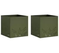 vidaXL Jardinières pour plantes, lot de 2, vert olive, 50 x 50 x 49 cm