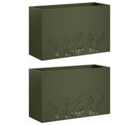 vidaXL Jardinières pour plantes, lot de 2, vert olive, 80 x 20 x 49 cm