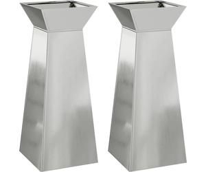 vidaXL Jardinières sur pied, lot de 2, argent, 40 x 40 x 100 cm, acier galvanisé