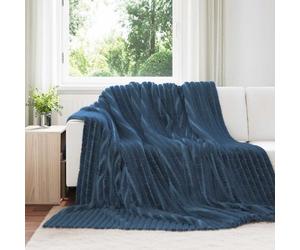 vidaXL Jeté Bleu marine 240 x 220 cm Toison