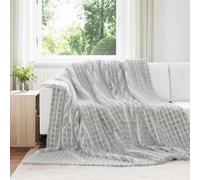 vidaXL Jeté Gris 270 x 240 cm Toison
