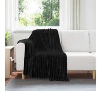 vidaXL Jeté Noir 150 x 130 cm Toison