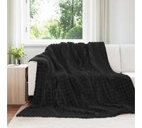 vidaXL Jeté Noir 240 x 220 cm Toison