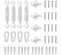 vidaXL Jeu d'Accessoires de Voile d'Ombrage 12 pcs Fixation d'Auvent Accessoires d'Ecran Kit de Montage pour Store Acier Inoxydable