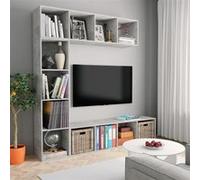 vidaXL Jeu de Bibliothèque/Meuble TV 3 pcs, Armoire de Télévision avec Compartiment, Étagère à Livres Salon Intérieur, Moderne, Gris Béton