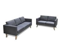 Jeu De Canapé À 2 Places Et À 3 Places Tissu Gris Foncé