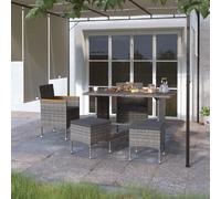 vidaXL 4-tlg. Set de hotte de jardin et d'hochet Poly Rattan Grau