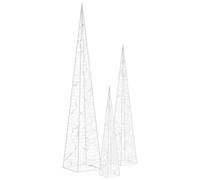 vidaXL Jeu de Cônes Lumineux à LED Décoration de Noël Décoration de Vacances Jardin Patio Arrière-Cour Extérieur Acrylique Blanc Froid 30/45/60 cm