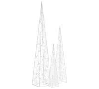 vidaXL Jeu de Cônes Lumineux à LED Décoration de Noël Vacances de Noël Jardin Patio Extérieur Salon Chambre Acrylique Blanc Froid 60/90/120 cm