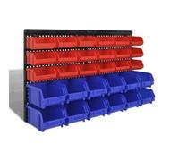 vidaXL Jeu de paniers muraux de stockage Plastique 30pcs Bleu et rouge