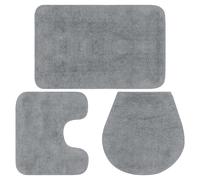 vidaXL Jeu de tapis de salle de bain 3 pcs Tissu Gris