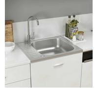 vidaXL Évier avec égouttoir argenté 600x500x155 mm acier inoxydable