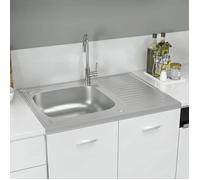 vidaXL Évier encastré avec égouttoir Set argenté 800x600x155 mm acier inoxydable