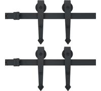 vidaXL Jeux de ferrures pour portes coulissantes 2 pcs. 200 cm acier noir