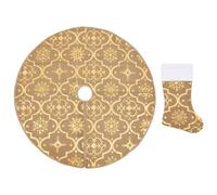 VIDAXL Jupe de sapin de No?l de luxe avec chaussette Jaune 150cm Tissu