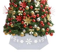 vidaXL Jupe de Sapin de Noël Base d'Arbre de Noël Décoration Ornement de Sapin de Noël Salon Salle de Séjour Intérieur Argenté et Blanc Ø68x25 cm Blanc et argenté G