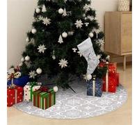 VIDAXL Jupe de sapin de No?l de luxe avec chaussette Blanc 150cm Tissu