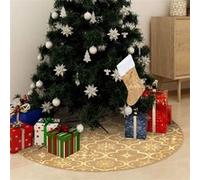 VIDAXL Jupe de sapin de No?l de luxe avec chaussette Jaune 150cm Tissu