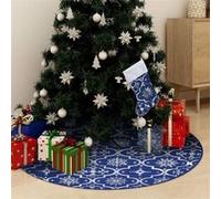 VIDAXL Jupe de sapin de No?l de luxe avec chaussette Bleu 90 cm Tissu