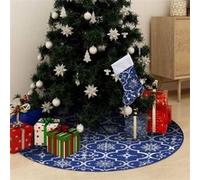 Jupe de Sapin de Noël de Luxe avec Chaussette Tapis de Sapin de Noël Base d'Arbre de Noël Décoration Salon Intérieur Bleu 150 cm Tissu