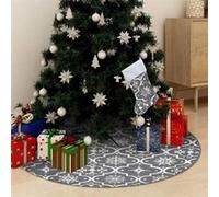 VIDAXL Jupe de sapin de No?l de luxe avec chaussette Gris 122 cm Tissu