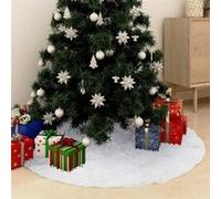 vidaXL Jupe de Sapin de Noël Tapis de Sapin de Noël Base d'Arbre de Noël Décoration Salon Salle de Séjour Intérieur Blanc 150 cm Fausse Fourrure Blanc G
