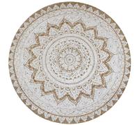 vidaXL Tapis Jute Tressé Imprimé 120cm Rond Moquette Carpette à la Main Décor