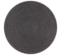 vidaXL Tapis Fait à la Main Jute Rond Moquette Carpette Plancher Coussin de Sol Salon Chambre à Coucher Intérieur Salle de Séjour Maison 90 cm Gris Foncé
