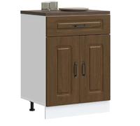 vidaXL Armoire de Cuisine Kalmar chêne Marron Bois d'ingénierie, Meuble Bas d'évier, Meuble Bas de Cuisine avec tiroir, Meuble Bas de Cuisine avec Porte