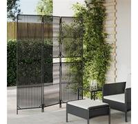 vidaXL Kamerscherm 3 panelen poly rattan zwart365372 Noir G