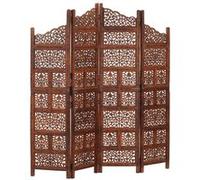 Kamerscherm 4 panelen handgesneden 160x165 cm mangohout bruin285329