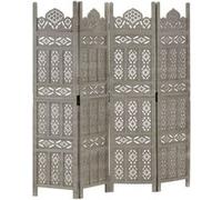 vidaXL Kamerscherm 4 panelen handgesneden 160x165 cm mangohout grijs285322 Gris G