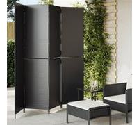 Kamerscherm 4 panelen poly rattan zwart365360