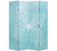 vidaXL Cloison de séparation Papillon Bleu 160 x 170 cm Bois massif pliable