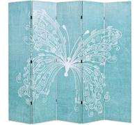 vidaXL Kamerscherm inklapbaar vlinder 200x170 cm blauw245887 Bleu G