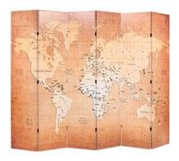 Kamerscherm inklapbaar wereldkaart 228x170 cm geel245880