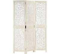 vidaXL Paravent 3 panneaux 120x165 cm Bois de manguier Blanc
