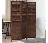 vidaXL Cloison de Séparation 3 Panneaux, Séparateur de Pièce, Écran d'Intimité, Paravent de Salon Chambre, Marron Foncé Bois 358701