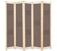 Kamerscherm met 5 panelen 200x170x4 cm stof bruin248181