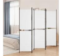 vidaXL Cloison de séparation 5 panneaux en tissu blanc 250 x 180 cm