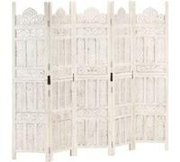 vidaXL Kamerscherm met 5 panelen handgesneden 200x165 cm mangohout wit285320 Blanc G