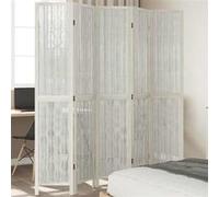 vidaXL Kamerscherm met 5 panelen massief paulowniahout wit358679 Blanc G