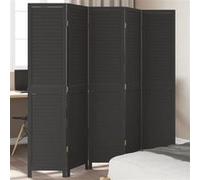 vidaXL Cloison de Séparation 5 Panneaux, Séparateur de Pièce, Écran d'Intimité, Paravent de Salon Chambre, Noir Bois de 358854