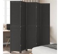 Kamerscherm met 5 panelen massief paulowniahout zwart358855