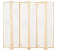 vidaXL Cloison de Séparation 6 Panneaux Séparateur de Pièce Paravent Brise-vue Chambre à Coucher Maison Intérieur Crème 240x170x4 cm Tissu